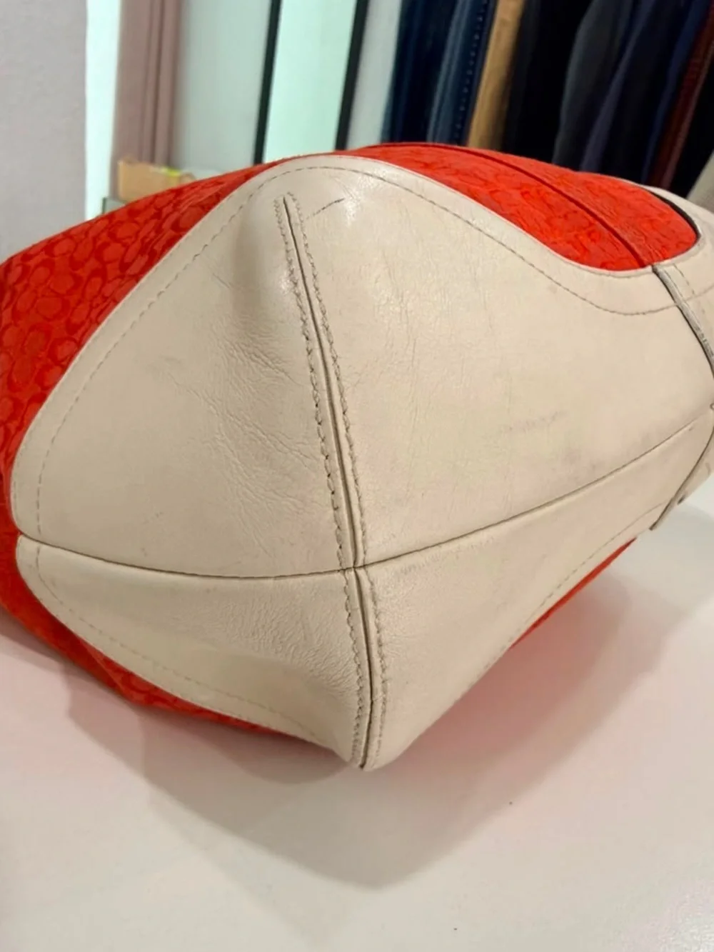 Y2K Coach Vintage Red Monogram Canvas Leather Hobo Shoulder Bag Purse #6800